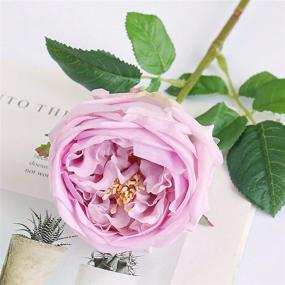img 3 attached to UKELER 4 Pcs Real Touch Artificial Flowers Austin Rose Peony With Stem For Home Decor Flower Arrangement Wedding Party Decoration, Light Purple