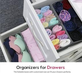 img 2 attached to Onlyeasy Foldable Cloth Storage Box Closet Dresser Drawer Organizer Cube Basket Bins Containers Divider With Drawers For Scarves, Underwear, Bras, Socks, Ties, 6 Pack, Herringbone Grey, MXDS3P2