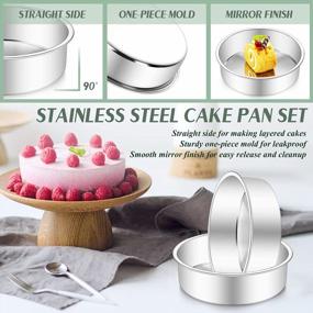 img 2 attached to 3-Pack Deedro 6In Stainless Steel Cake Pans - Perfect For Wedding & Birthday Layer Cakes, One-Piece Molding, Healthy & Durable With Mirror Finish And Dishwasher Safe!