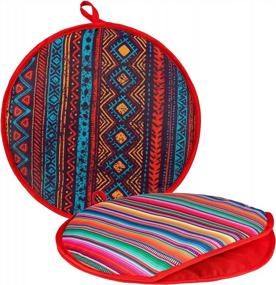 img 3 attached to Keep Your Favorite Mexican Dishes Warm With CINPIUK Tortilla Warmer Pouch - 12 Inch Insulated Holder In Traditional Serape Fabric