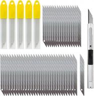 50-pack 9mm snap-off utility knife blades with retractable knife - carbon steel blades for box cutter, craft knife, vinyl knife - ideal for office, home, arts & crafts logo