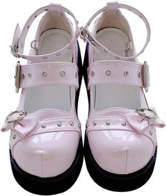 img 4 attached to CELNEPHO Womens T Strap Platform Oxfords Women's Shoes : Pumps
