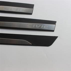img 2 attached to OLIKE For Honda Civic 2016-2021 10TH New Sedan Hatchback Fashion Style Car Door Sill Scuff Plate Guard Sills Protector Trim (No Led A)