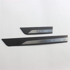 img 1 attached to OLIKE For Honda Civic 2016-2021 10TH New Sedan Hatchback Fashion Style Car Door Sill Scuff Plate Guard Sills Protector Trim (No Led A)