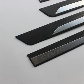 img 3 attached to OLIKE For Honda Civic 2016-2021 10TH New Sedan Hatchback Fashion Style Car Door Sill Scuff Plate Guard Sills Protector Trim (No Led A)