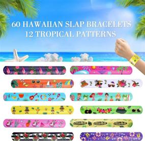 img 2 attached to PHOGARY 60 PCS Hawaiian Theme Slap Bracelets Party Favors With 12 Differents Colorful Patterns Print Design Retro Slap Bands For Kids Adults Birthday Classroom Gifts