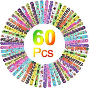 img 3 attached to PHOGARY 60 PCS Hawaiian Theme Slap Bracelets Party Favors With 12 Differents Colorful Patterns Print Design Retro Slap Bands For Kids Adults Birthday Classroom Gifts