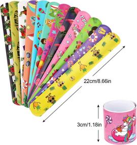 img 1 attached to PHOGARY 60 PCS Hawaiian Theme Slap Bracelets Party Favors With 12 Differents Colorful Patterns Print Design Retro Slap Bands For Kids Adults Birthday Classroom Gifts