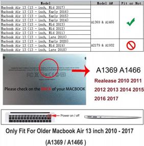 img 3 attached to Кристально чистый тонкий жесткий защитный чехол и чехол для клавиатуры, совместимые с MacBook Air 13 дюймов (модели: A1369 и A1466, выпуск 2010–2017)