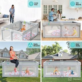 img 1 attached to 70x59x27-inch Large Baby Playpen: Packable Play Pens with Ocean Balls, Ideal for Babies and Toddlers - Indoor & Outdoor Baby Play Yards, Activity Center, and Breathable Mesh Baby Fence