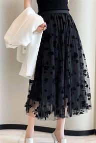 img 2 attached to Women Tulle Elastic Layered Floral Women's Clothing : Skirts