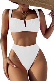 img 4 attached to SherryDC Women'S V Wired Push Up Padded High Cut High Waisted Bikini Swimsuit