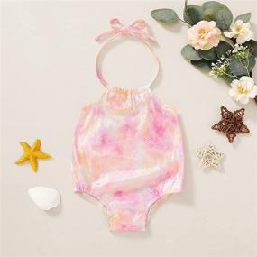 img 3 attached to Adorable Pineapple Printed Backless Halter Baby Girl's One 🍍 Piece Swimsuit for Infants and Toddlers - Perfect for Beach Time