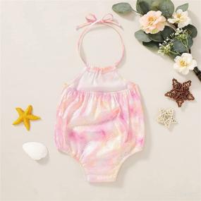 img 2 attached to Adorable Pineapple Printed Backless Halter Baby Girl's One 🍍 Piece Swimsuit for Infants and Toddlers - Perfect for Beach Time