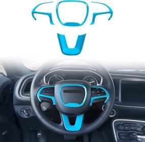 img 4 attached to Voodonala Baby Blue Steering Wheel 🔵 Cover Trim for Dodge Challenger Charger 2015-2022, 4pcs