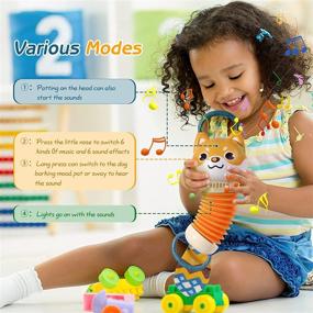 img 1 attached to Музыкальные рождественские игрушки Zooawa для детей от 18 месяцев и старше для мальчиков и девочек от 2 до 4 лет, обучающая игрушка для малышей, детские сенсорные животные, собака, аккордеон, музыка, звук, подарок для путешествий