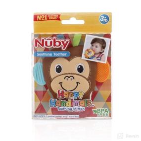 img 3 attached to Nuby Happy Handimals Teething Mitten: Monkey-Themed Comfort for Soothing Your Baby's Teething Pain