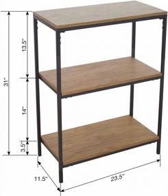 img 3 attached to Compact Industrial Solid Wood Bookcase With 3 Tiers For Space-Saving Storage In Small Rooms And Offices