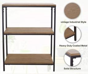 img 2 attached to Compact Industrial Solid Wood Bookcase With 3 Tiers For Space-Saving Storage In Small Rooms And Offices