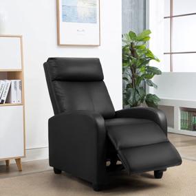 img 2 attached to 🪑 JUMMICO Recliner Chair - Massage Recliner Sofa Chair with Padded Seat, Adjustable Recline - Home Theater Single Modern Living Room Recliners in PU Leather, Thick Seat Cushion and Backrest (Black)