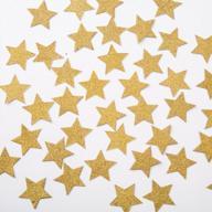 mowo glitter five stars paper confetti: stunning glitter gold wedding party decor - 1.2’’ diameter, 200pc! logo