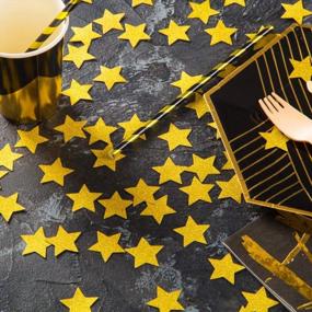 img 2 attached to MOWO Glitter Five Stars Paper Confetti: Stunning Glitter Gold Wedding Party Decor - 1.2’’ Diameter, 200pc!