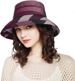 img 4 attached to Stylish Women'S Foldable Plaid Bucket Hat For Outdoor Sun And Rain Protection, With Chin Strap - DOCILA