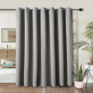 wontex room divider curtain: privacy blackout curtains for bedroom and living room partition – thermal insulated grommet panel for sliding door – 8.3ft x 7ft – light grey logo
