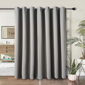 img 4 attached to WONTEX Room Divider Curtain: Privacy Blackout Curtains for Bedroom and Living Room Partition – Thermal Insulated Grommet Panel for Sliding Door – 8.3ft x 7ft – Light Grey