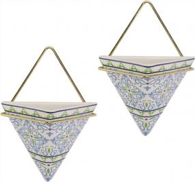 img 3 attached to 2-Set Geometric Ceramic Hanging Planters - Perfect Wall Decor For Succulents!