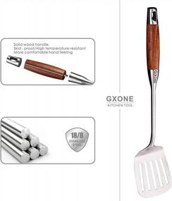 img 2 attached to GXONE 304 Stainless Steel Wok Spatula With Wooden Handle - Heat Resistant And Durable (15.7 Inches), Silver