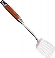 gxone 304 stainless steel wok spatula with wooden handle - heat resistant and durable (15.7 inches), silver logo