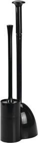 img 4 attached to 🚽 mDesign Modern Slim Compact Freestanding Toilet Bowl Brush and Plunger Combo Set with Storage Caddy - Covered Lid Brush - Black