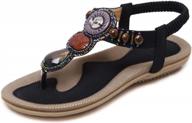 women's summer flat sandals bohemian beaded flip flops comfortable casual beach shoes logo