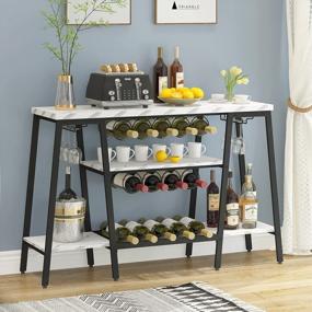 img 4 attached to Stylish And Functional HOMYSHOPY Wine Rack Table For Elegant Wine Storage And Entertaining At Home