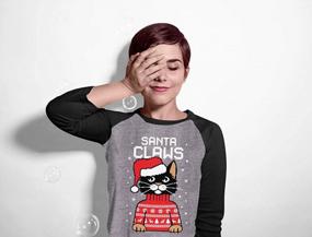 img 2 attached to Women'S 3/4 Sleeve Christmas Cat Ugly Sweater Baseball Jersey Shirt