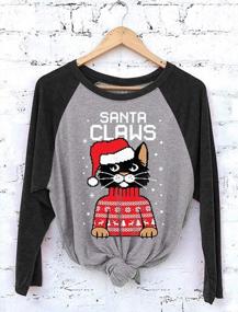 img 1 attached to Women'S 3/4 Sleeve Christmas Cat Ugly Sweater Baseball Jersey Shirt