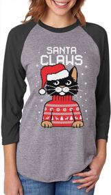 img 4 attached to Женский бейсбольный свитер с рукавом 3/4 Christmas Cat Ugly Sweater