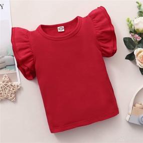 img 3 attached to Toddler Baby Girl Cotton T Shirts with Ruffle Top - Solid Color Basic Plain Shirt Clothes for Kids