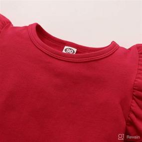 img 2 attached to Toddler Baby Girl Cotton T Shirts with Ruffle Top - Solid Color Basic Plain Shirt Clothes for Kids