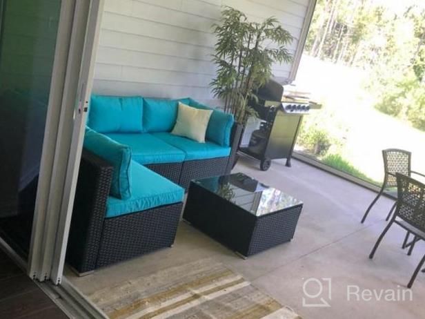 img 1 attached to 7 Piece Outdoor PE Rattan Wicker Sofa Set With Tea Table & Cushions - All Weather Sectional Patio Furniture Conversation Sets By Wonlink. review by Amy Smith