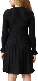 img 3 attached to Girls Knit Sweater Pleated A-Line Swing Dress With Long Sleeve Ribbed Uniform
