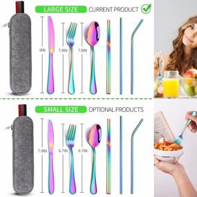 img 3 attached to Travel In Style With Our Rainbow Full X2 Portable Silverware Set - 16-Piece Cutlery Set With A Handy Bag And Reusable Straws Included!