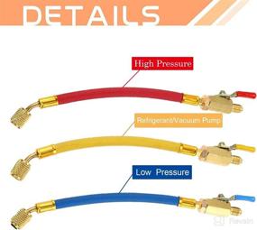 img 3 attached to 🧊 Refrigeration Charging Hose Set with Ball Valve, Maintenance Kit for AC HVAC Systems - R134A R410A R22 R12, Air Condition Refrigeration Manifold Gauge Set, 3 Pcs Color Coded Hoses (7" Long)