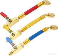 🧊 refrigeration charging hose set with ball valve, maintenance kit for ac hvac systems - r134a r410a r22 r12, air condition refrigeration manifold gauge set, 3 pcs color coded hoses (7" long) logo