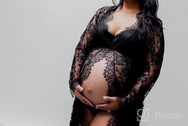 img 1 attached to Show Off Your Baby Bump In Style With ZIUMUDY Maternity Lace Maxi Dress For Photography review by Kyle Robbins