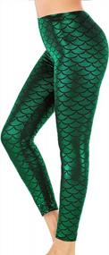 img 4 attached to Shine This Halloween With Alaroo'S Fish Scale Mermaid Leggings In S-4XL – Perfect For Women'S Pants!