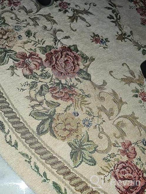 img 1 attached to Ukeler Rustic Floral Rose Area Rugs Vintage Traditional Round Accent Floor Rugs 100% Machine Washable Shabby Country Style Carpet For Bedroom, 4'X4' review by Melvin Boss