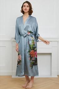 img 3 attached to Stylish and Luxurious: Ledamon Women's 100% Silk Kimono Long Robe in Classic Colors and Prints