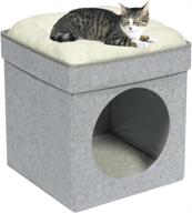 versatile b fsobeiialeo cat house cube: foldable ottoman with removable bed, perfect for indoor cats and small dogs logo